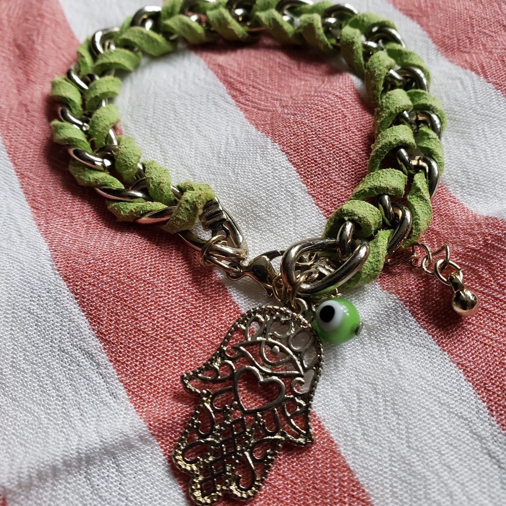Devine metallic & leather braided bracelet